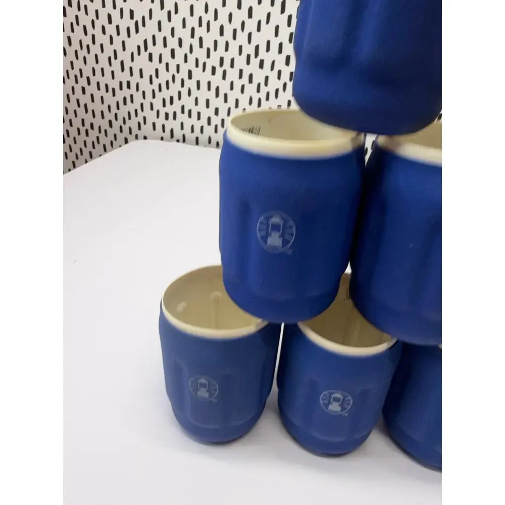 6 Coleman Can Bottle Beer Soda Textured Koozie Lantern Logo Insulated blue
